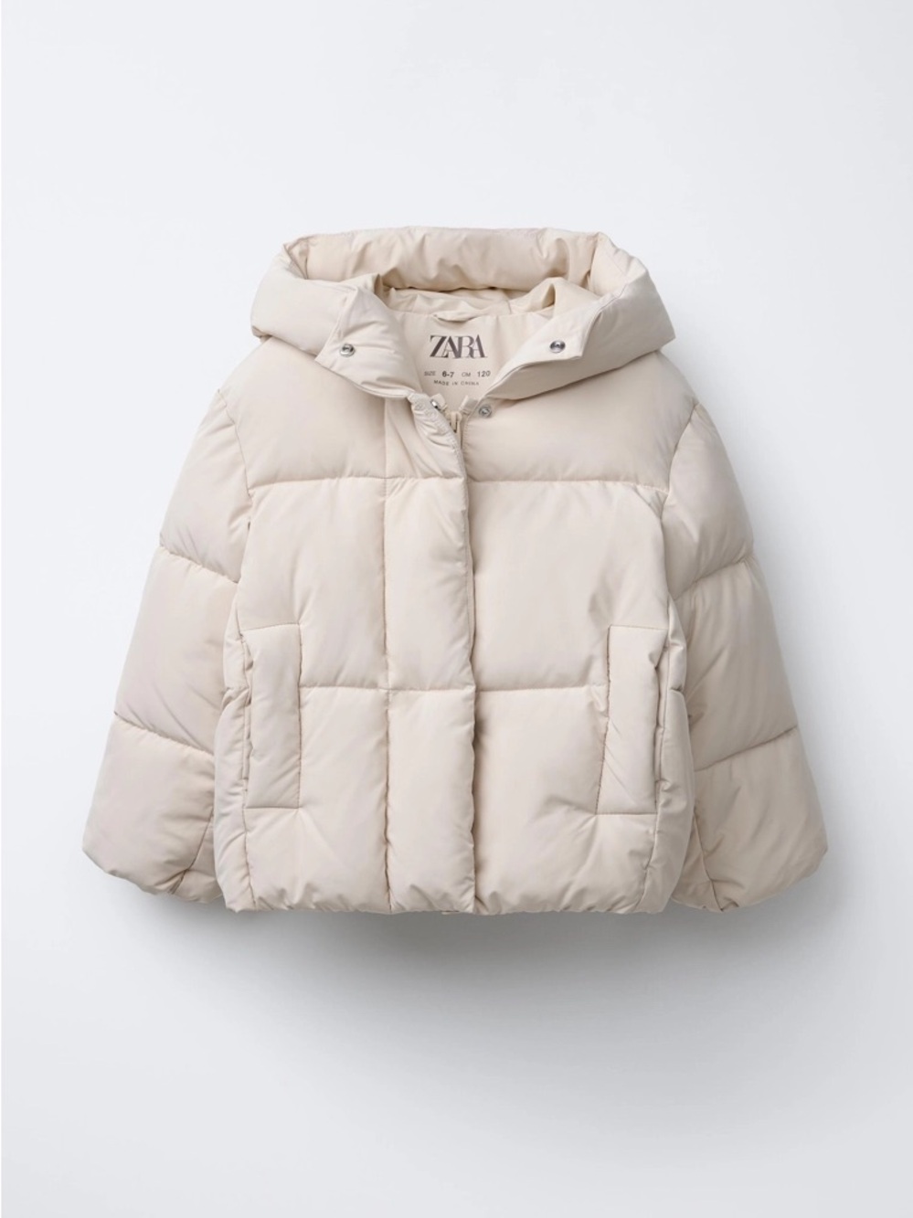 Zara Kids Off-White Puffer Coat Jacket Size 13-14 / 164 cm (Fits Adult XS)